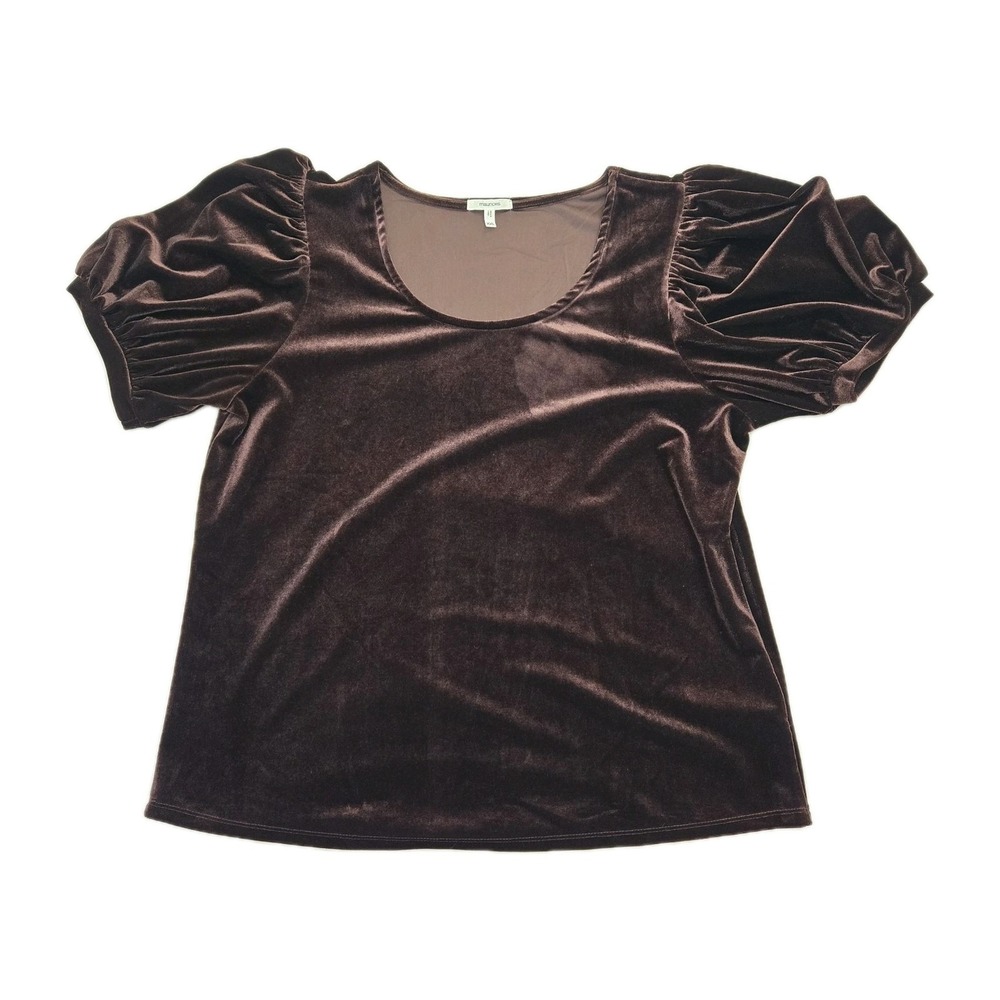 Maurices Brown Velvet Top Dark Fairy Whimsigoth Puff Sleeve Peasant Blouse Small